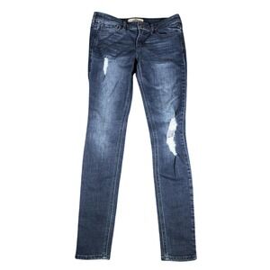 Hollister Jeans Womens 3R 26x31 Straight Low Rise Distressed Stretch Dark Wash